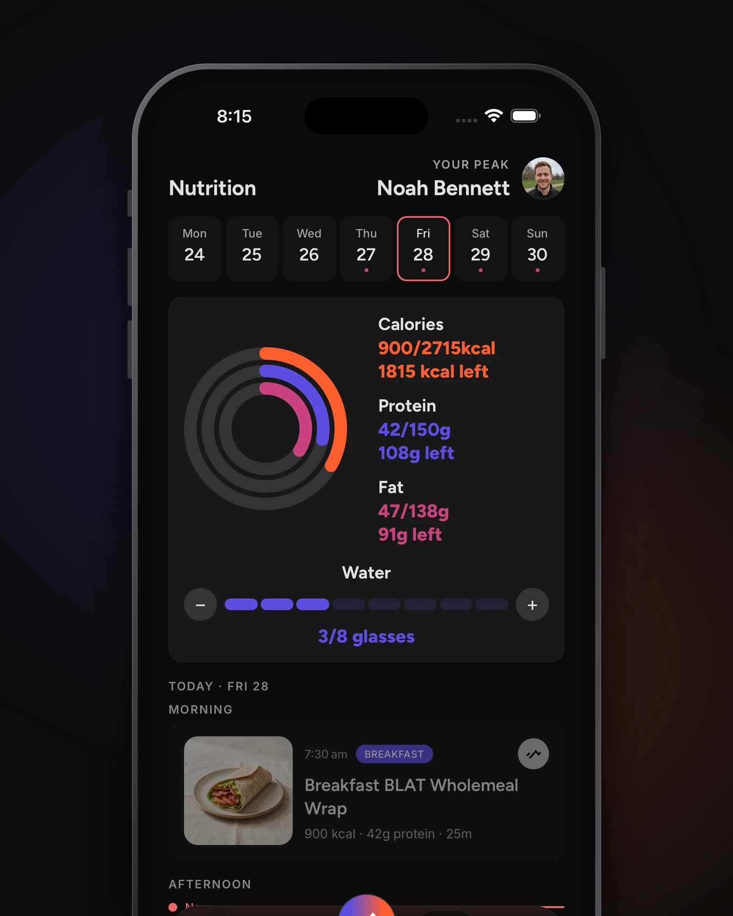 MVPeak meal tracking iphone